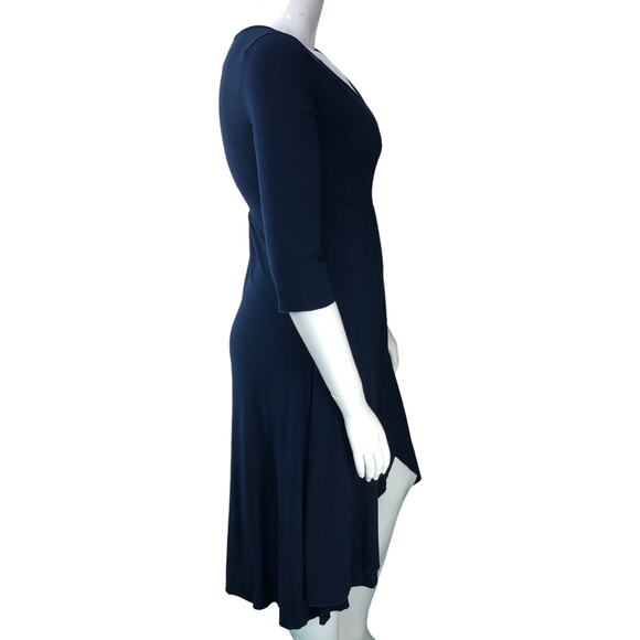 Fresh Produce Womens Size M Dress Navy Blue Wrap Stretch VNeck Knee Length NEW - Picture 9 of 15